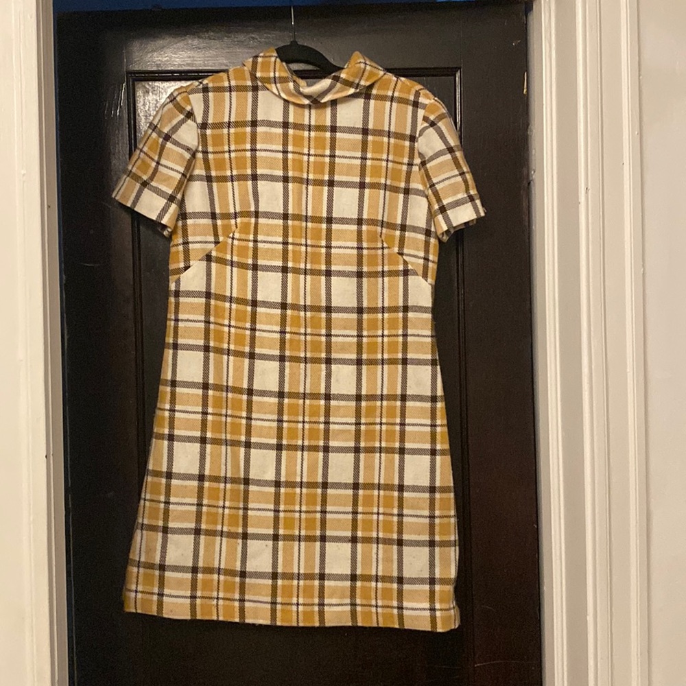 Vintage plaid mock neck scooter dress